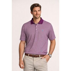 Peter Millar Summer Comfort Polo XL Purple Stripe Golf Performance Shirt Mens